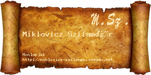 Miklovicz Szilamér névjegykártya